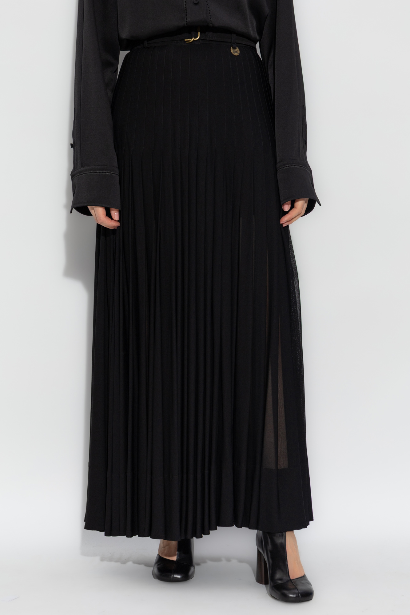 スカート Burberry SS25 Pleated skirt (8107609 BLACK) Pleated Crepe Jersey Maxi Skirt in Black - Women | Burberry